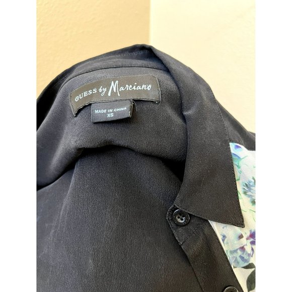 GUESS by Marciano Women's Floral Silk Blouse Button Down Collared Size XS - Picture 4 of 4